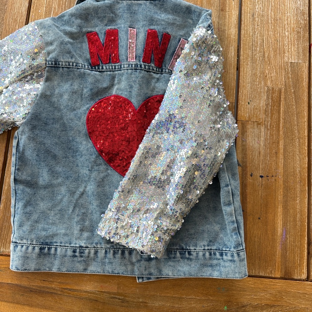 Sequin Sleeve Denim Jacket for Kids